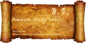 Mantsch Vitális névjegykártya